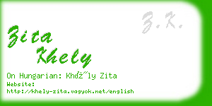 zita khely business card